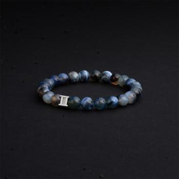 Preview: 8 mm Armband mit blauem Achatstein - Indigo